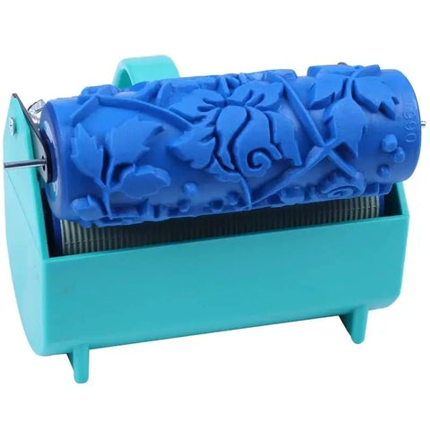5 Inch Paint Coating Roller Tool For Wall Decoration And Monochrome Design Application features a blue textured roller and slick handle.