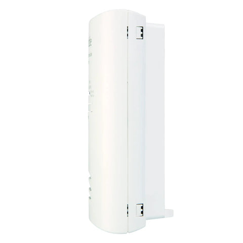 Side view of Carbon Monoxide Detector Plugs Into Wall With AA Battery Backup And Test Hush Button 85 Decibel Alarm And Peak Level Memory