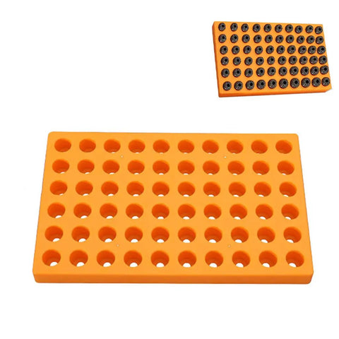 Heavy Duty Thickened Router Bit Storage Tray For ER25 ER32 C32 Collets Featuring 24 And 33 Millimeter Holes in orange PVC.