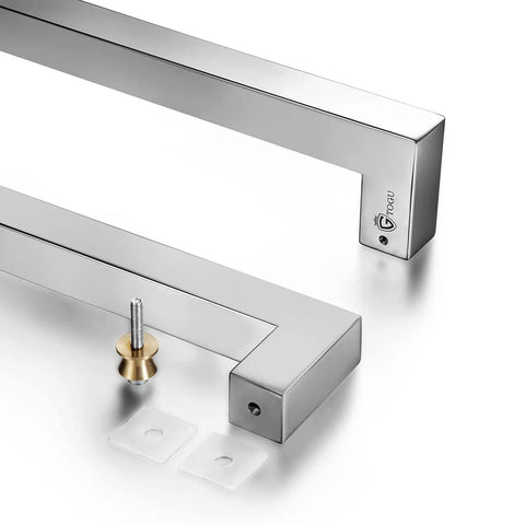 Heavy Duty 12 Inch Stainless Steel Push Pull Door Handle For Commercial Use 304 SUS Stainless 1.2mm Thick Wall Mirror Chrome Finish
