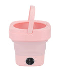 Compact Foldable Mini Washer With 6.5L Drum, Quick Spin Motor For Hassle Free Laundry, pink portable washer with handle.