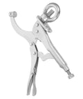 Heavy Duty Drill Press Clamp For Woodworking And Welding Jobs, Carbon Steel Vise Hold Down Fixture With Silver Finish close-up view.