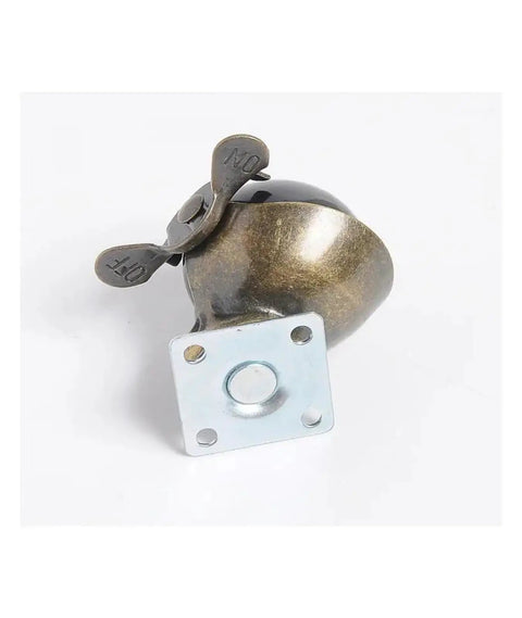 Close-up of Four Pack Vintage Globe Furniture Casters With Brakes 1.5 Inch Swivel Stem Casters for sofas, chairs, and tables