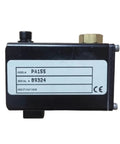 PA155 electric proportional valve, black metal housing with threaded ports; label shows model PA155 and serial 89324