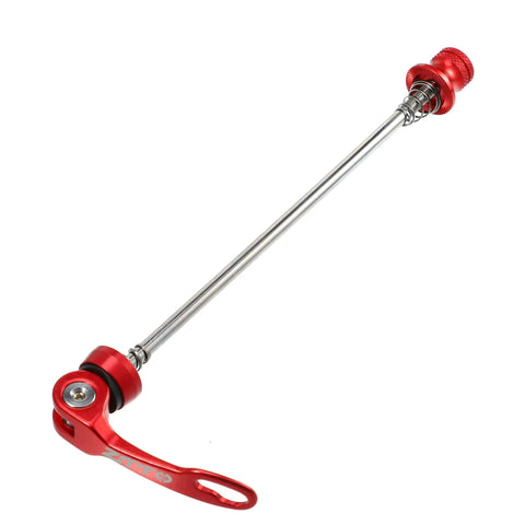 Red Quick Release Bike Skewer Set 2 Pack Front 15cm And Rear 18.5cm Aluminum Alloy Axles With M5x0.8 Thread Easy On Off Lever