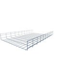 Rugged Heavy Duty Wire Mesh Cable Tray 2-Pack In Silver Zinc Plated Steel, 23.63 X 3.94 X 118.12 Inches, Ceiling Mount, angled view.