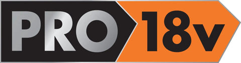Heavy Duty 18V Cordless Impact Drill Packs Killer 110Nm Torque And Dual Speed Gears With Two Rugged 4.0Ah Batteries Plus Bright Led Work Light For Serious Weekend Warriors logo in black and orange colors showing "PRO 18v".