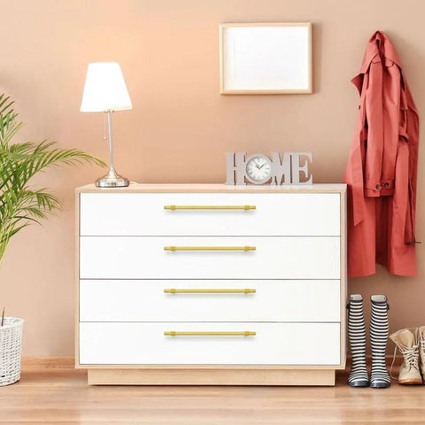 Dresser featuring Gold Cabinet Handles Set 25 Pack 10 Inch Hole Center Stainless Steel Drawer Pulls For Cabinets Kitchen Hardware Modern Square Design