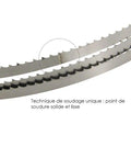 Premium Sk5 Carbon Spring Steel Bandsaw Blades Two Pack showing unique welding technique for smooth solid joints.