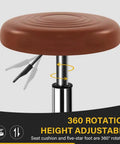 PU Leather Rolling Stool With Wheels Footrest 360 Degree Swivel Height Adjustable Chair seat features