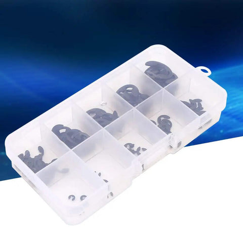 Box of 120 Piece E Clip Snap Circlip Kit Built To Last From Manganese Steel Retaining Rings For Machinery Maintenance