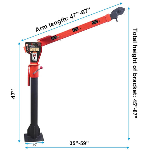Folding Truck Jib Crane With 1100 Lb Capacity And 880 Lb Pulling Force, 110V Electric Hoist, 360 Degree Base Rotation, Portable Orange