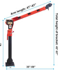 1100Lb Folding Truck Crane With 3500Lb 12V Electric Winch 360 Degree Swivel Painted Steel Jib Infrared Remote Lift dimensions