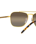 Unisex Caravan Square Sunglasses RB3636 with Polarized Clear Gradient Dark Brown Lenses in Legend Gold Frame 58 mm Full Rim
