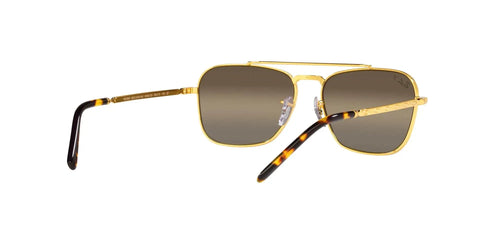 Unisex Caravan Square Sunglasses RB3636 with Polarized Clear Gradient Dark Brown Lenses in Legend Gold Frame 58 mm Full Rim