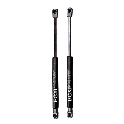 Built Tough Straight Swap Rear Trunk Deck Lid Lift Supports For BMW 3 Series F30 F31 F34 2012 To 2018 Plug And Play Gas Struts OEM Replacement Pair viewed side by side.