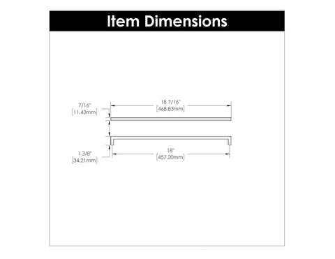 Dimensions of Solid Core Cabinet Pulls Set Of 5 In Matte Black, Heavy Duty Kitchen And Furniture Hardware With 18 Inch Hole Center, Luxury Drawer Handles