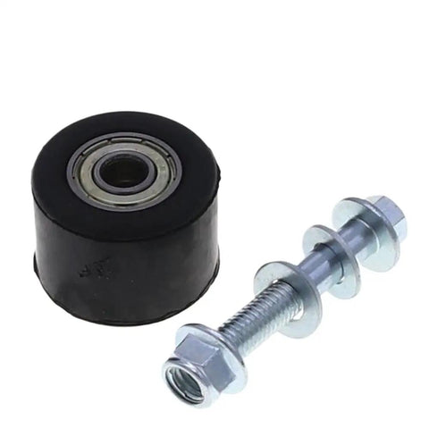 Top Tier 8mm Function Chain Roller Set For YFZ 350 And Banshee ATVs includes black roller and silver bolt for smooth drivetrain.