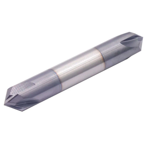 Double-ended AlTiN-coated chamfer end mill, 3/8 in dia, 3/8 in shank, 2-1/2 in OAL, 4-flute