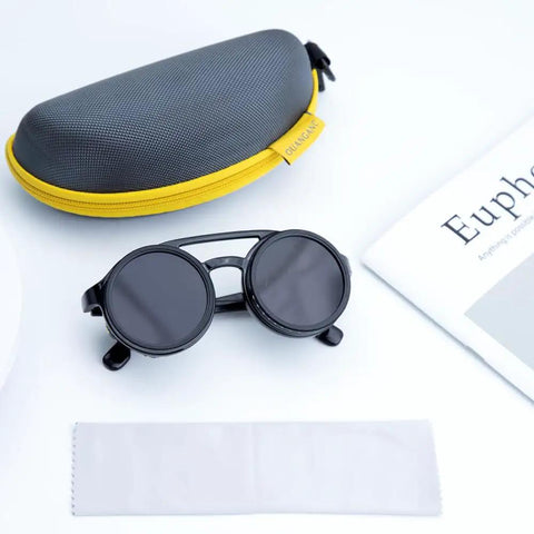 Badass Adjustable Tint Polarized Sunglasses With Detachable Leather Side Shields For Men Anti Glare Wraparound Eyewear Day To Night Vision Outdoor Sports Adventure Gear