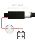Wiring diagram for Compact 25mm Stroke Linear Actuator, 40N 8.81 Lbs Force, IP54 Aluminum Body, connected to battery.