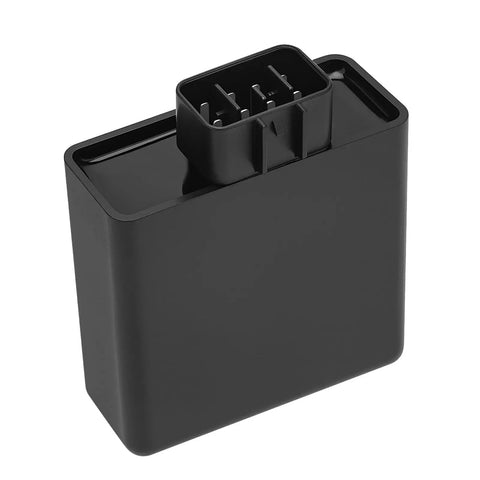 CDI Box Ignition Module For Honda CRF450R 2002 2003 Plug And Play Replacement With Precise Fit Delivers Strong Blue Spark To Spark Plug OEM 30410-MEB-671 Compatible No Mod Needed Keeps Bike Running Smoothly black rectangular shape with connector pins top view.