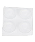 Clear round adhesive bumpers on a white square sheet