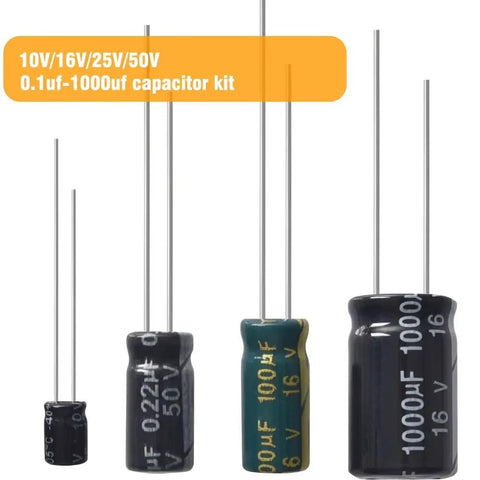 Pro Grade Aluminum Electrolytic Capacitor Assortment Kit With 280 Pieces, 0.1uF to 1000uF 10V 16V 25V 50V Capacitors Display