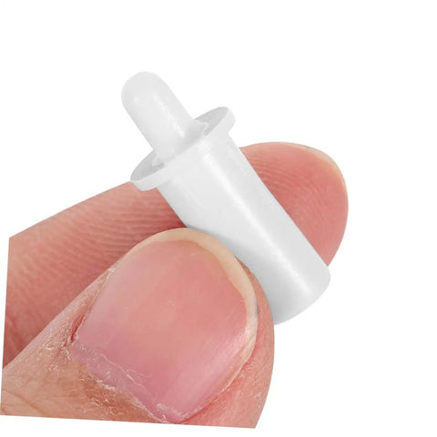 Close-up of a single white plastic pin from the 80-Piece Spring Loaded Pins DIY Window Blind Repair Kit With Essential Shutter Hardware For Quick Self Fixes