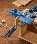 Corner Key Doweling Jig for Decorative Mitered Joints With Molded Reference Lines and Drill Guides, Pro Grade Dowel Tool Kit