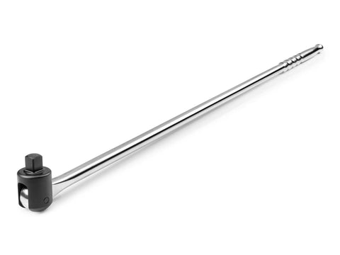 40 Inch Breaker Bar With Three Quarters Inch Drive Pivoting Head Swivels Through 230 Degrees Internal Spring Locks Into Place AISI 4140 Steel Head