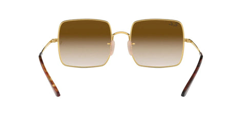 Front view of Women's Square Sunglasses With 100% UV Protection, Gold Frame And Clear Gradient Brown Lenses, 54mm