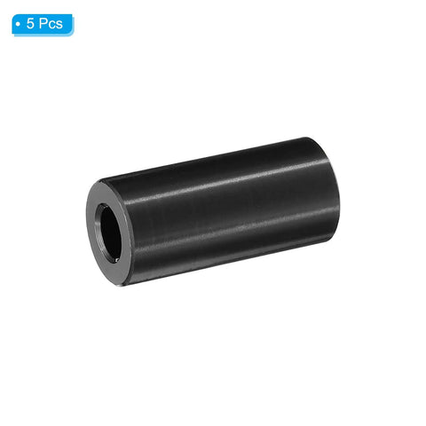 Aluminum M6 Spacers Set Of Five, Round Standoffs, Half Inch OD, One Inch Length, Black Finish, Heavy Duty for Car, Bike Projects