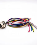 Waterproof M12 8 Pin Sensor Receptacle Connector A Coded Aviation Socket with multi-color wires on white background