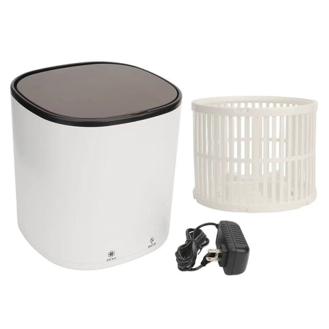 Portable 4.5L Mini Washer With 24W 12V Power, Compact Blue Light Spin Washer, white single tub, power cord, and dewatering basket