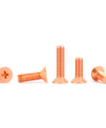 Premium Pure Copper Countersink Screws Flat Head Phillips Drive arranged in various sizes for electrical grounding.