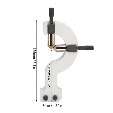 Premium Lathe Rest Steady Fixing Tool For Wood Turning Perfect For Wm 210 And 8x16 Frame shown in white with dimensions marked.