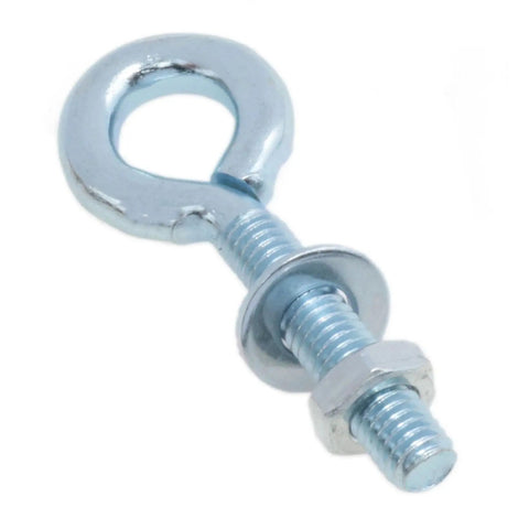 12 Pack Silver Lifting Ring Eye Bolts One Quarter Twenty Thread One Point Eighteen Inch Length Beefy Heavy Duty Lift Fix Tie Cable Pipe Clamps Kit For Home Workshop On The Jobsite, silver eye bolt with nut and washer