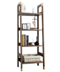 Legit Four Tier Ladder Bookshelf With Vintage Wood Frame And Knockout Open Shelves For No Sweat Display Of Books Potted Plants Or Favorites In Every Room.