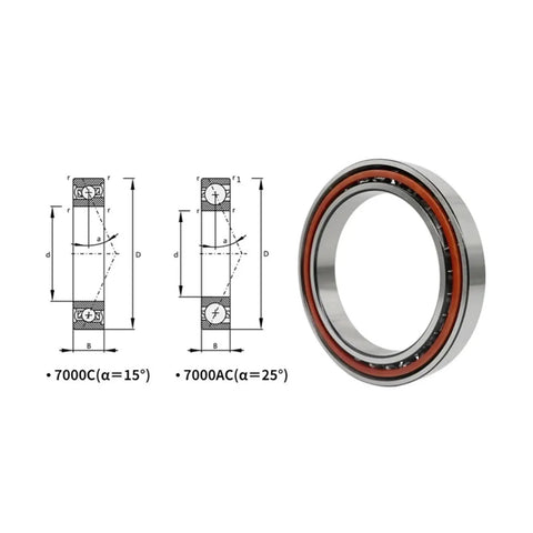 Single Row High Speed Angular Contact Ball Bearing 71904 Spindle Bearing P0 Abec 1 Precision Grade 20X37X9 Millimeters with diagrams.
