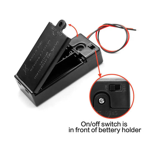 Shop Grade No Nonsense 3V AA Battery Holder Cases with On/Off switch and wire leads, showing inside of case.