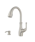Vosa Kitchen Faucet With Pull Down Sprayer And Soap Dispenser, Single Handle, High Arc, Spot Defense Stainless Steel Finish, Model F5297VVGS