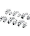 130Pcs Hydraulic Grease Nipple Fitting Kit With Galvanized Metal Nipples M6 M8 M10 BSP UNF 45 Degree Angles on display