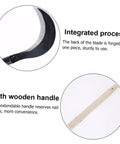Close-up of Hand Scythe Weeder Tool For Gardening And Grass Trimming Manganese Steel Blade For Weeding Sugar Cane And Tough Ground Easy Grip Handle Durable Garden Cutting Tool showing integrated blade and wooden handle.