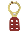 Lockout Hasps With Interlocking Tabs Tempered Steel 1 Inch Diameter Six Hole Locking Bodies Red Vinyl Coated Bright Zinc Plated