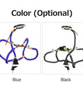 5X Magnification LED Magnifying Lamp With Clamp And Flexible Arms in blue and black, highlighting color options for crafts and DIY projects.