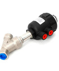 DN15 One Half Inch Pneumatic Angle Seat Valve For Steam Systems, Air Actuated, 0.3 To 1 MPa, PTFE Sealing, 304 Stainless Steel