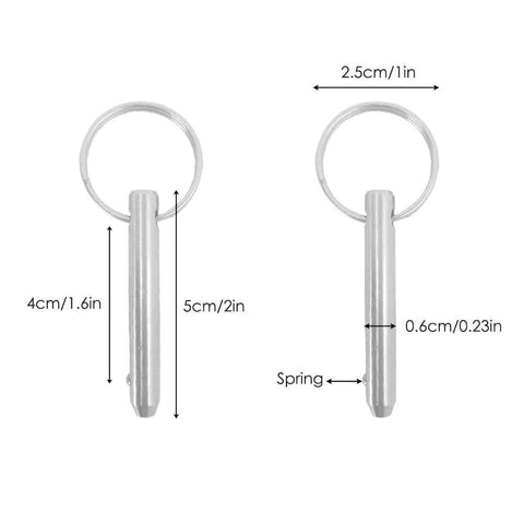Four Pack Marine Quick Release Pins For Bimini Tops One Quarter Inch Diameter Two Inch Length Three One Six Stainless Steel Deck Hinge Brackets With Safety Leashes And Install Bolts Solid Gear For Coastal Vibes
