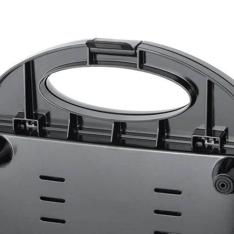 Get This Electric Panini Press With Nonstick Plates For Perfect Grill Sandwiches showing cool touch handles and locking mechanism.