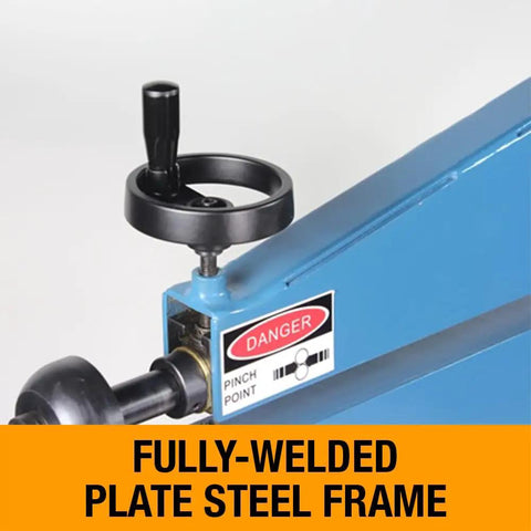 Built Like A Tank 24 Inch Metal Bead Roller With Variable Foot Pedal includes a fully-welded plate steel frame for stability.